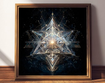 Luminous Merkaba Art Print – Sacred Geometry, Cosmic Meditation Decor
