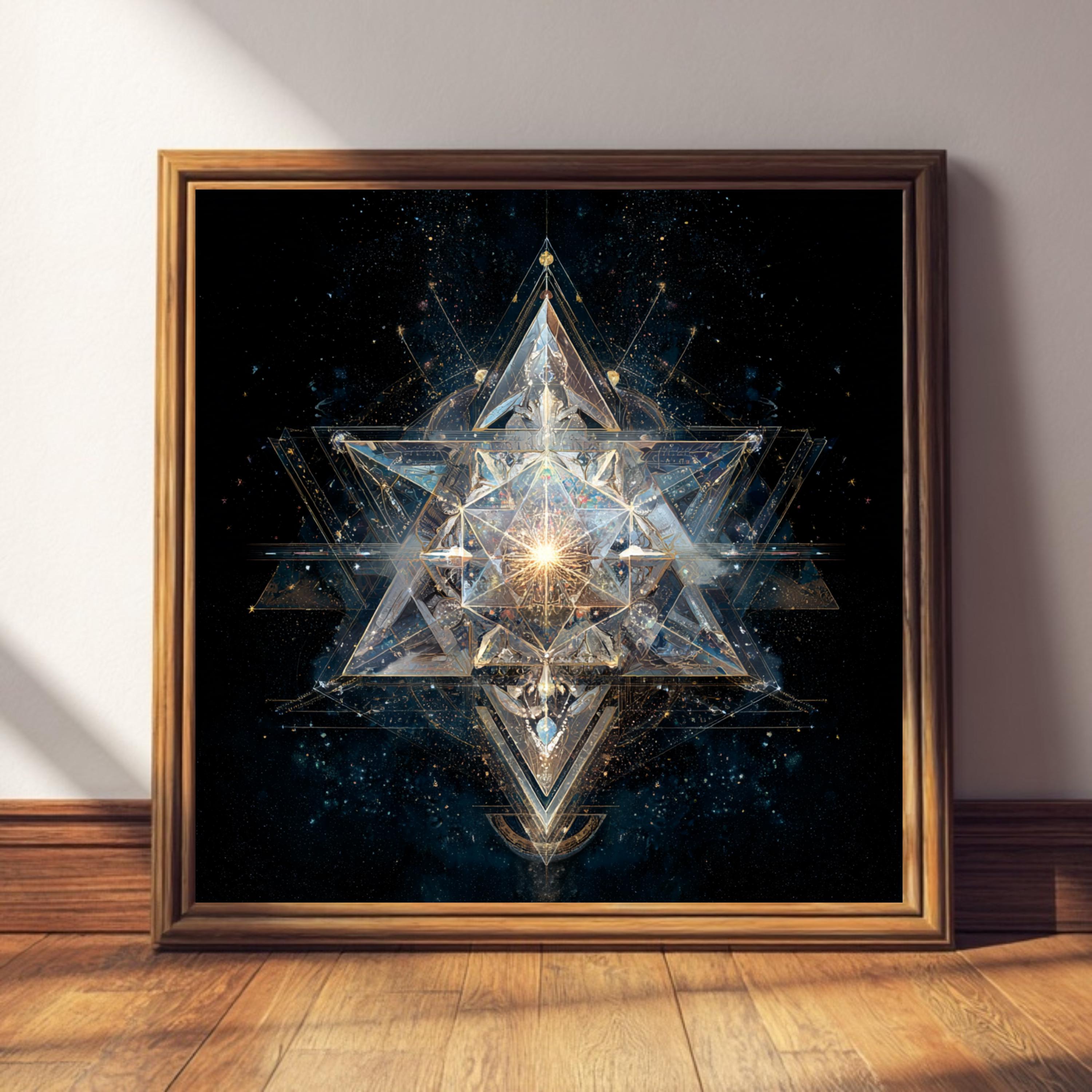 Luminous Merkaba Art Print – Sacred Geometry, Cosmic Meditation Decor ...