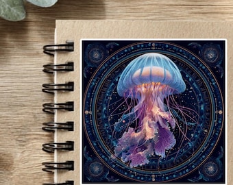 Adesivo medusa mistica – Energia cosmica dell'oceano, arte di creature marine celestiali