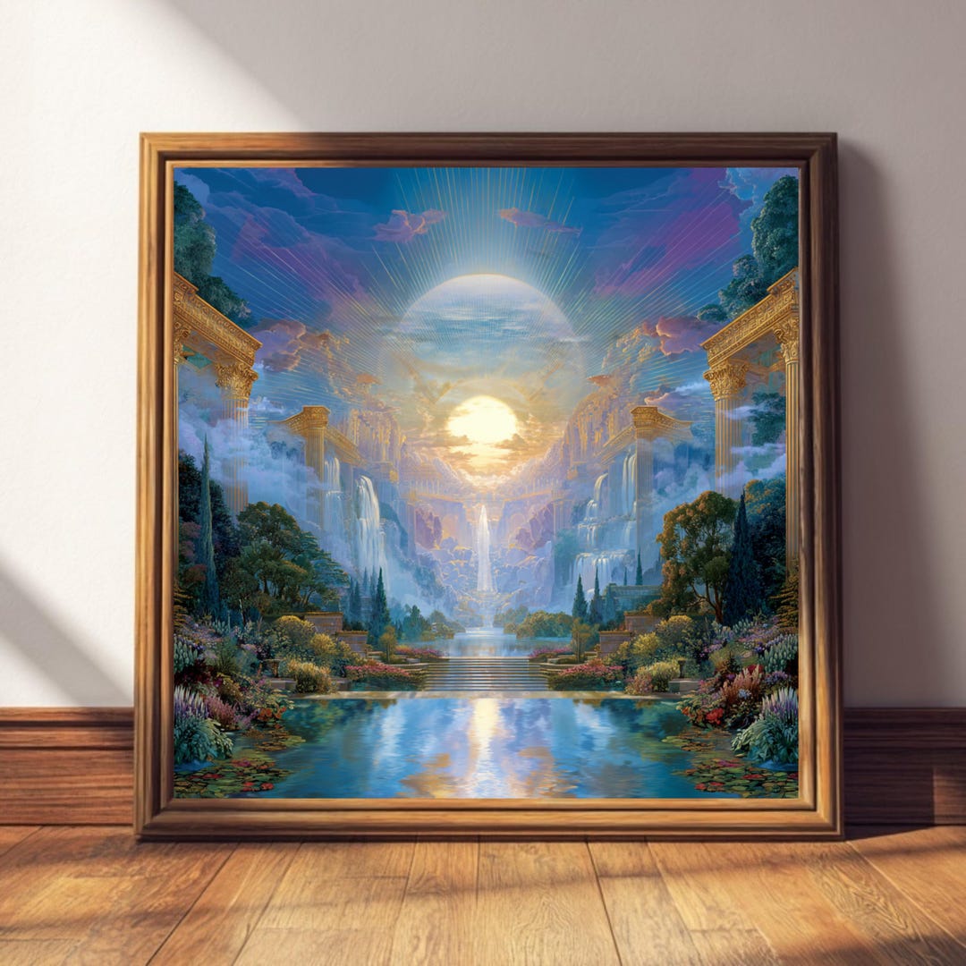 Celestial Garden Art Print • Mystical Heaven Poster • Dreamscape Wall ...