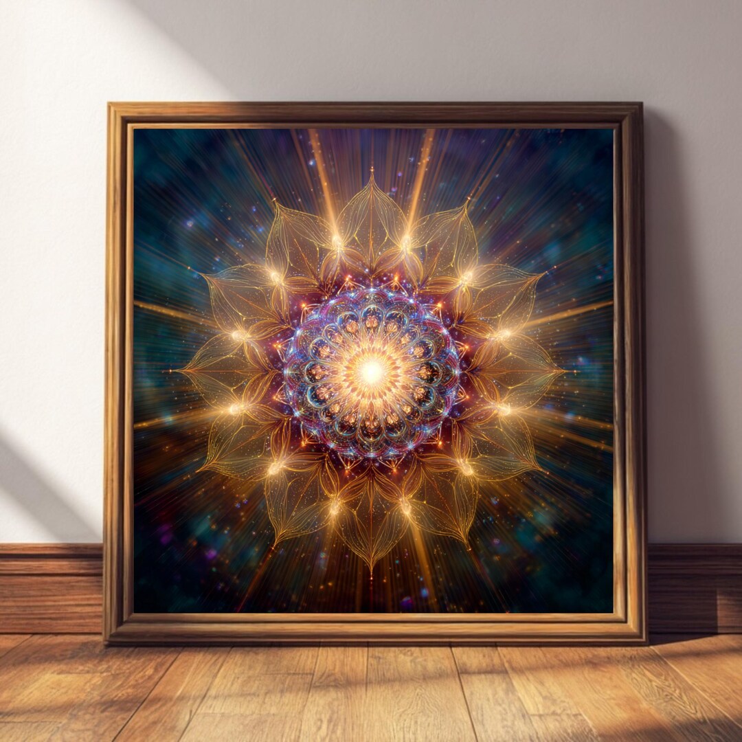 Golden Radiance Mandala Art Print – Sacred Geometry Spiritual Wall ...