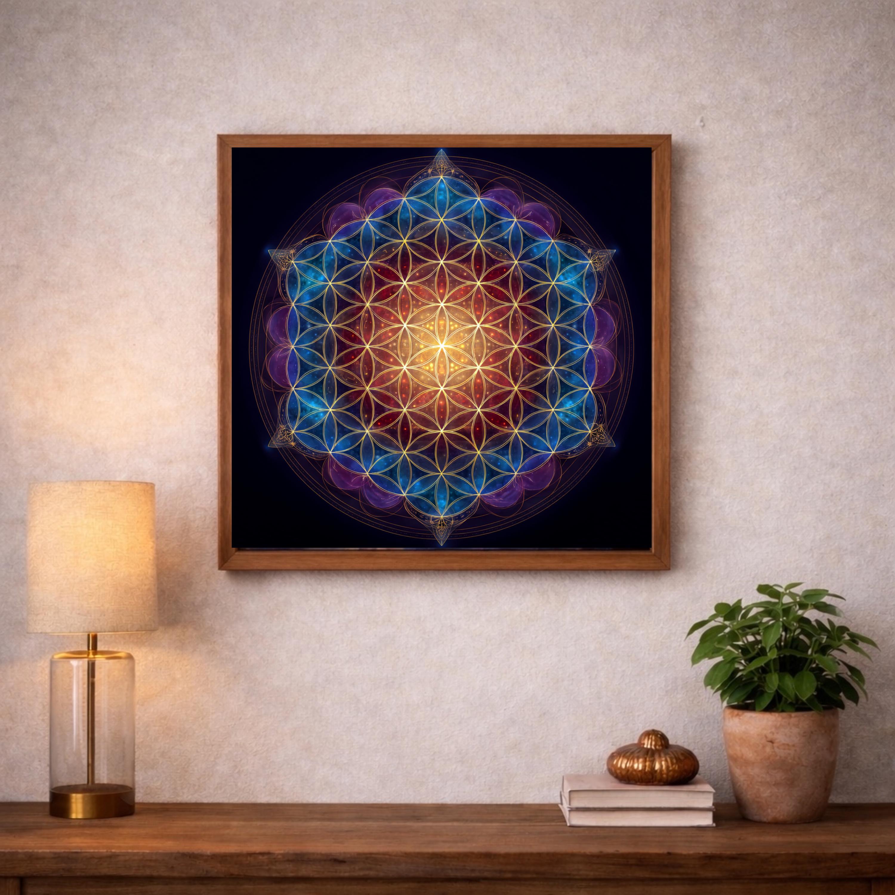 Flower of Life Art Print • Cosmic Sacred Geometry Mandala - Etsy