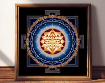 Lámina Sri Yantra – Arte mural de geometría sagrada, decoración de energía cósmica (Impresión física)