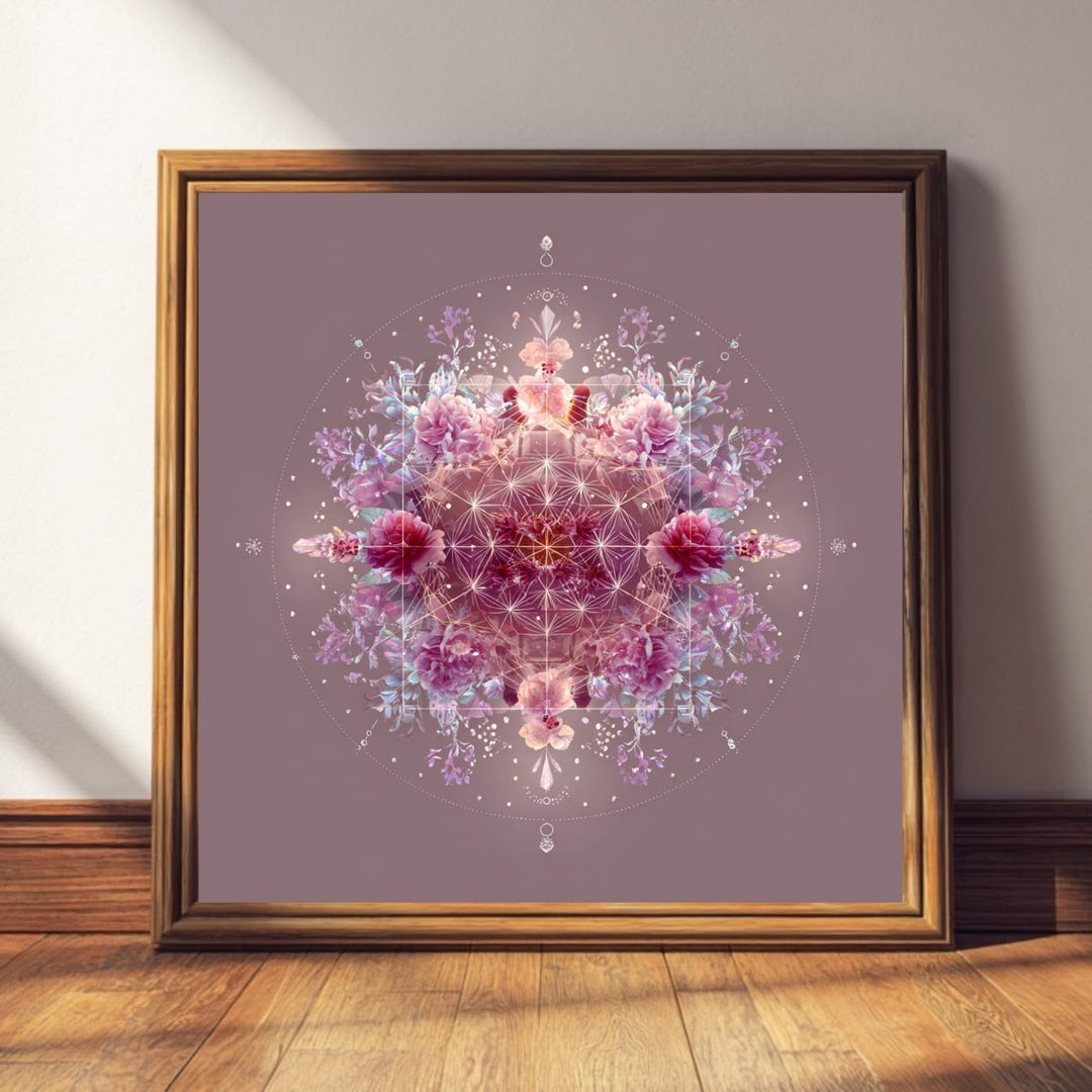 Floral Mandala Art Print • Sacred Geometry Cosmic Bloom - Etsy