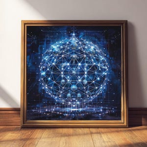 Geodesic Dome Sacred Geometry Print | Tensegrity Cosmic Blueprint, Spherical Anatomy Poster, Alchemical Efficiency Art