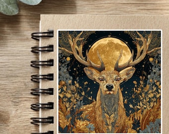 Lunar Stag Sticker – Mystical Deer & Full Moon | Nature Witchy Vinyl Sticker