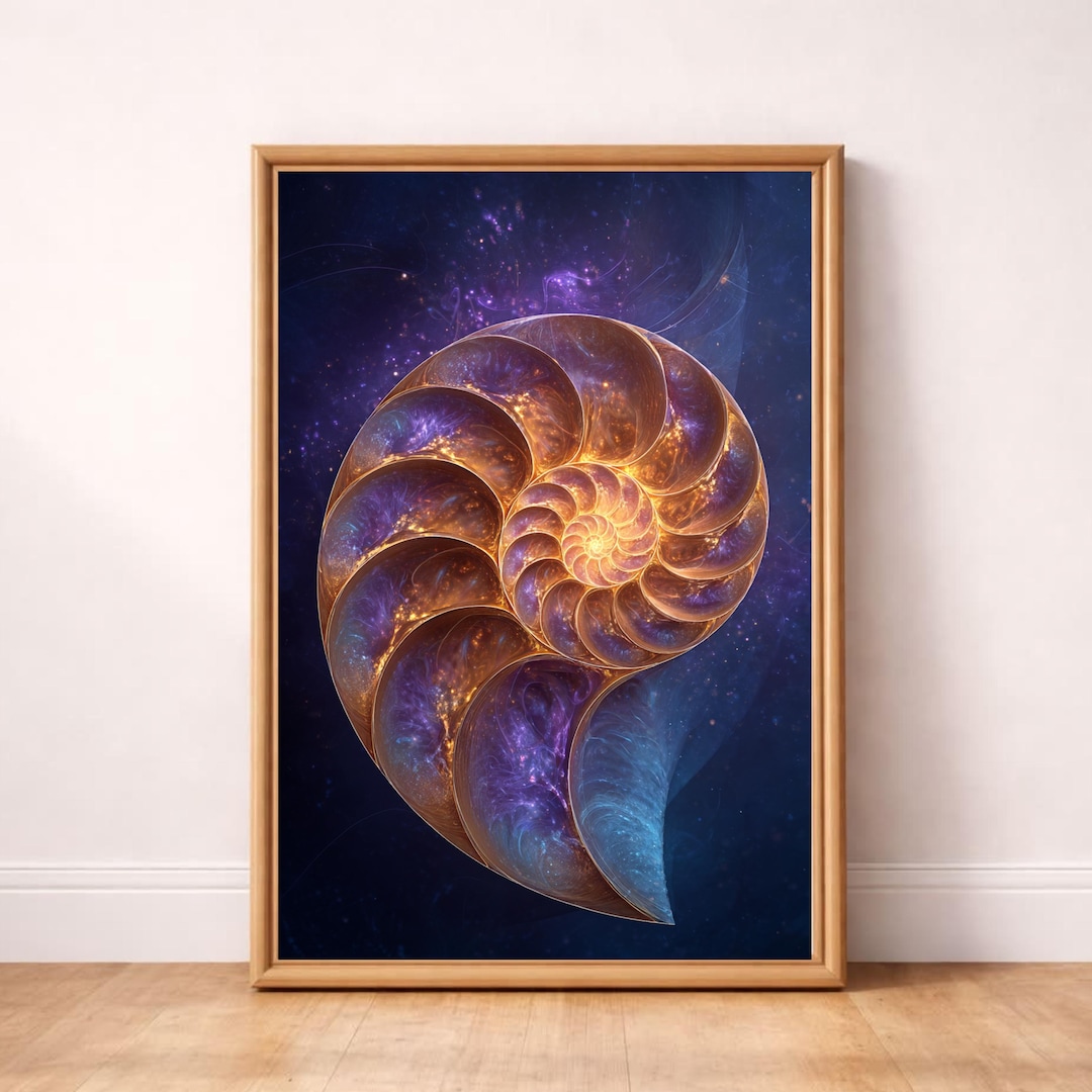 Fibonacci Spiral Wall Art, Golden Ratio Sacred Geometry Print, Nautilus ...