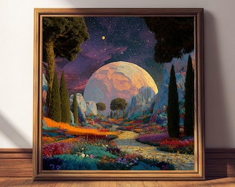 Lunar Garden Path” – Surreal Fantasy Art