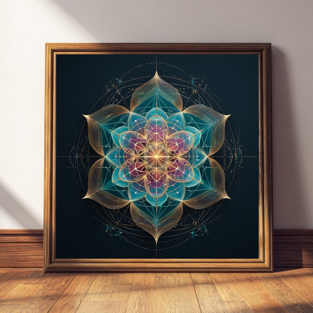 Luminous Sacred Geometry Wall Art • Celestial Mandala Print • Spiritual ...