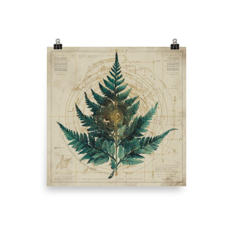 Alchemical Fern Art Print | Sacred Geometry Fractal Poster | Emerald ...