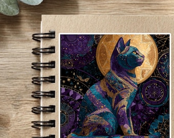 Celestial Cat Sticker • Cosmic Moon Cat Art • Holographic Style Starry Feline • Astrology Witchy Sticker • Laptop, Journal