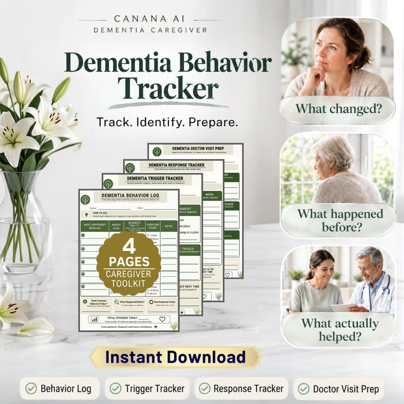 Dementia Caregiver Behavior Tracker Printable | Behavior Log, Trigger Tracker & Senior Doctor Visit Notes PDF image 2