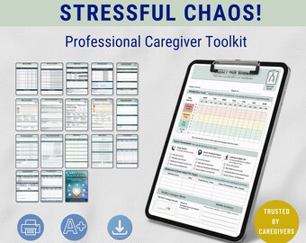 Caregiver Printable Bundle, Daily Weekly Medication Tracker, Pill Tracker, Blood Pressure Log, Pain Log, Senior Elder Doctor Visit Toolkit