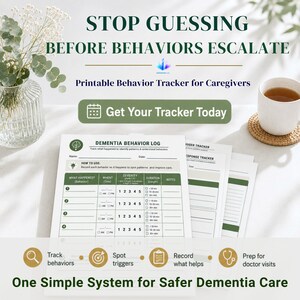 Dementia Caregiver Behavior Tracker Printable | Behavior Log, Trigger Tracker & Senior Doctor Visit Notes PDF image 2