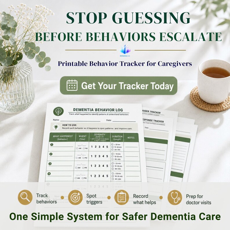 Dementia Caregiver Behavior Tracker Printable | Behavior Log, Trigger Tracker & Senior Doctor Visit Notes PDF image 2