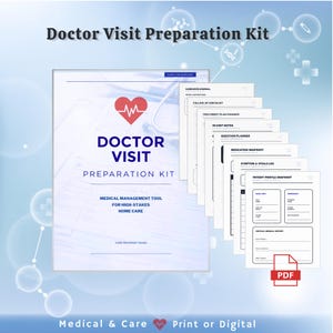 Caregiver Doctor Visit Planner – Medical Appointment Organizer, Senior Elder Medication Log, Printable PDF