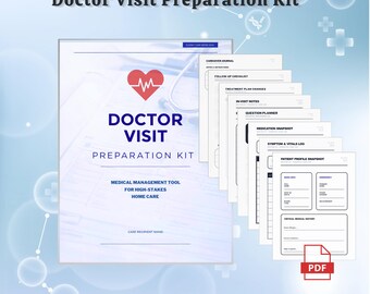 Caregiver Doctor Visit Planner – Medical Appointment Organizer, Senior Elder Medication Log, Printable PDF