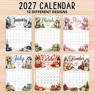 Utskrivbar kalender 2027 för barn | Söt månadskalender | Hemundervisningskalender | Barnkalender | Klar att skriva ut PDF | Utskrivbar kalender 2027