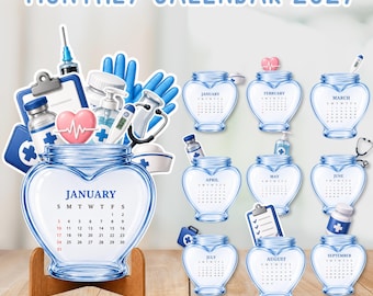 2027 Medical Calendar Printable | Nurse & Healthcare Monthly Calendar | Medical Desk Calendar | Doctor Office Calendar PDF |Digital Download