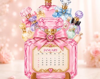 2027 Perfume Desk Calendar Printable | Mini Desk Calendar | Printable Desk Calendar | Perfume Bottle Calendar PDF | Digital Download