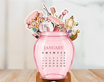 2027 Sewing Calendar Printable | Monthly Sewing & Craft Calendar | Seamstress Desk Calendar | Sewing Room Calendar PDF | Digital Download