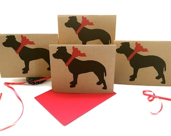 Pit Bull Card Sets - Ecofriendly Gifts for Pitbull Dog Lovers - American Staffordshire Terrier Christmas Cards Bulk - Thank You - Birthday