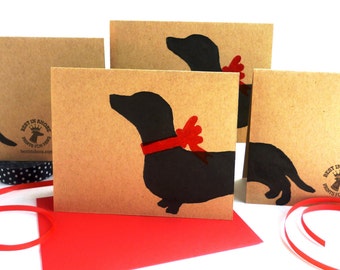Dachshund Card Sets - Doxie Weiner Dog Gifts for Dotson Lovers - Christmas Wiener Doxy - Dachsund Bulk Thank You Cards - Christmas Birthday