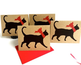 Black Cat Card Set - ECOfriendly Kitty RESCUE - Thank You Cards Bulk - Pet Sympathy - Holiday Birthday - Christmas Gifts for Kitten Lovers