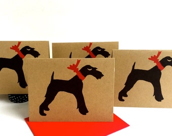 Wire Hair Fox Terrier Card Set Airedale Cards Christmas Gifts for Wire Fox Terrier Wirehaired Dog Holiday Pet Birthday Thank You Cards Bulk