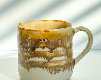 Sol | Tasse en porcelaine faite main - Tasse à café et à thé émaillée chaude - Poterie artisanale