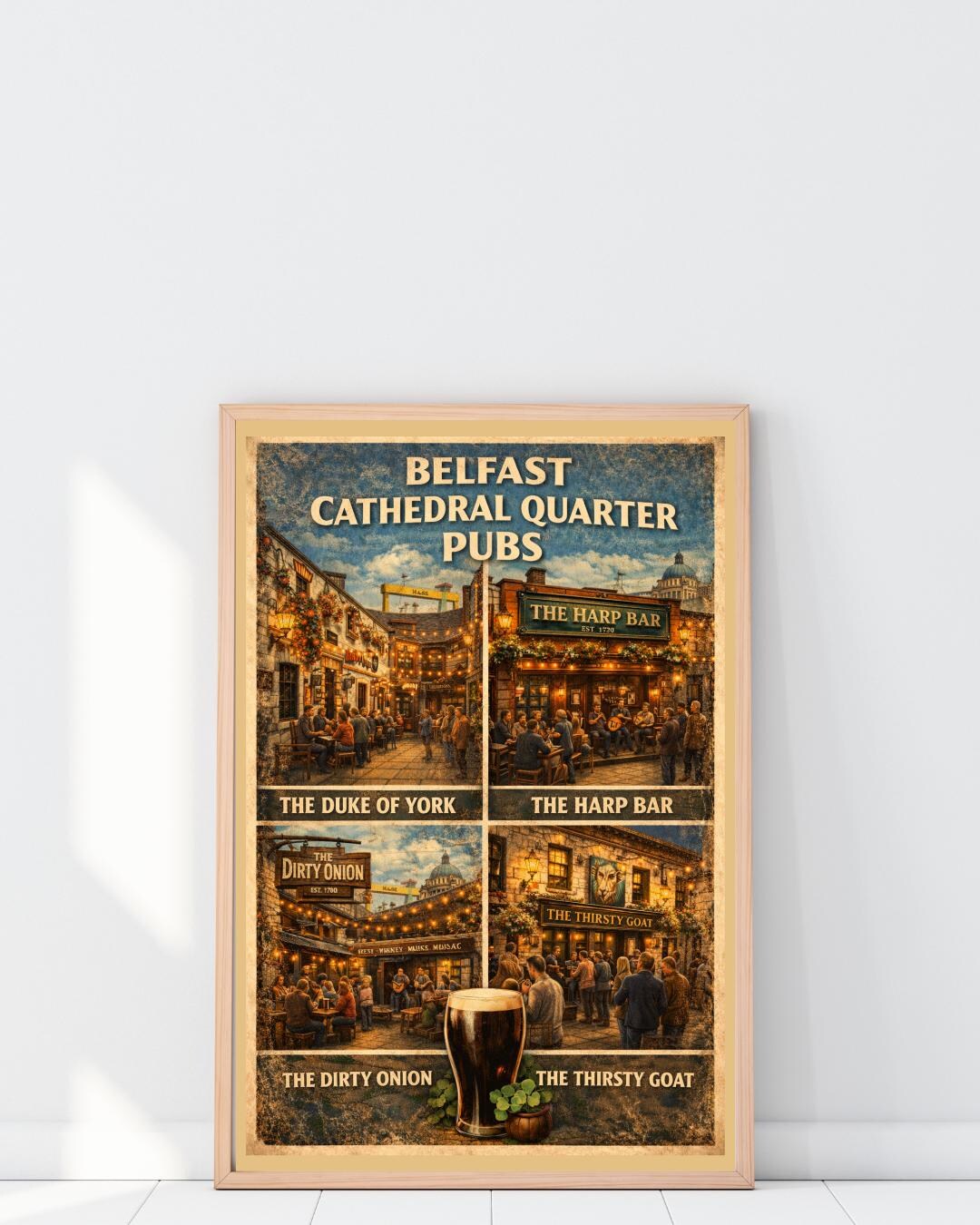 Belfast Cathedral Quarter Pubs Poster | Iconic Irish Pub Wall Art ...