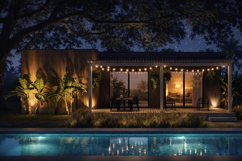 Modern ADU House Plans | 611 Sq Ft Guest Suite & Pool House (PDF ...