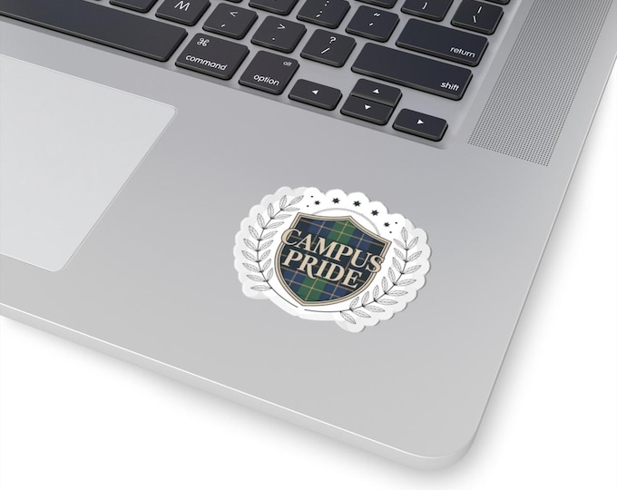 Campus Pride Crest Sticker | Plaid Tartan Crest, Collegiate Laurel Emblem
