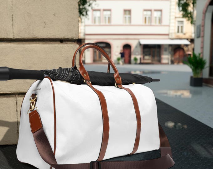 Waterproof Travel Bag Duffle | Canvas Weekender with Leather Straps