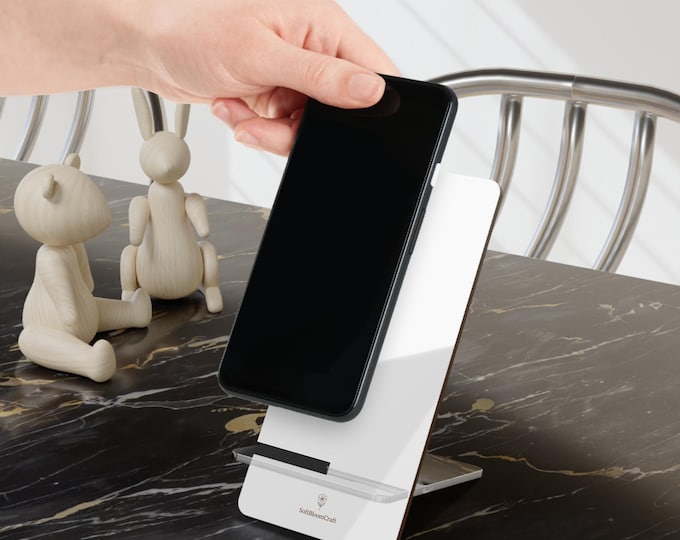White Minimalist Smartphone Stand, Mobile Display Stand | Foldable Phone Holder