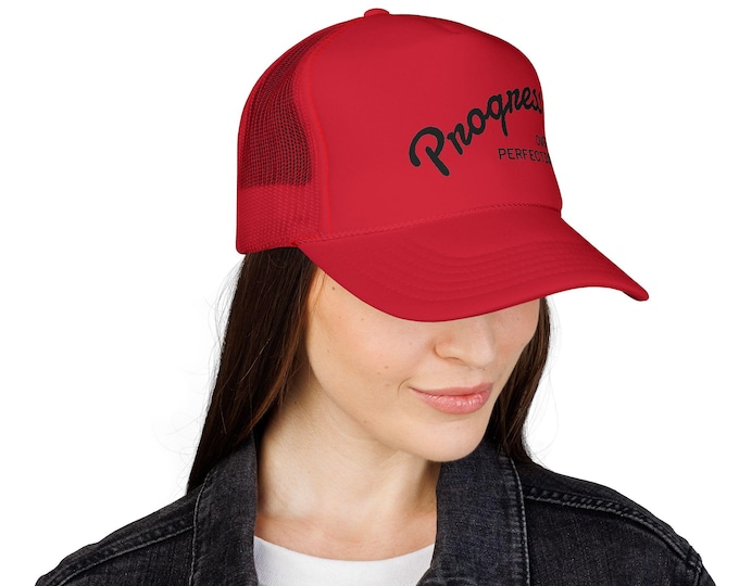 Progress Over Perfection Trucker Cap | Embroidered Script