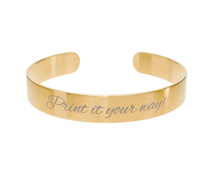 Engraved Script Cuff Bracelet, Custom Name Engraving | Gold or Silver Metal
