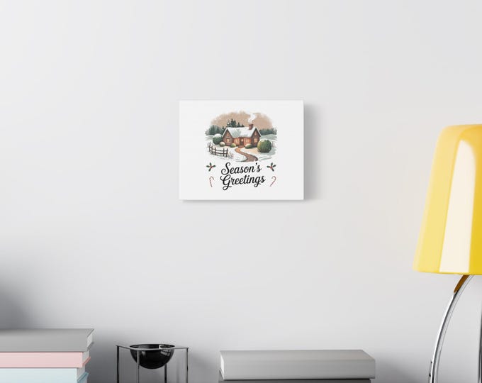 Season's Greetings Vintage Christmas Postcard Canvas | Matte Stretched Wall Art