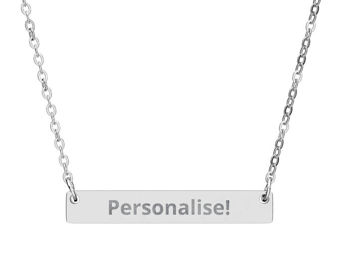 Personalized Engraved Bar Necklace | Horizontal Name Plate