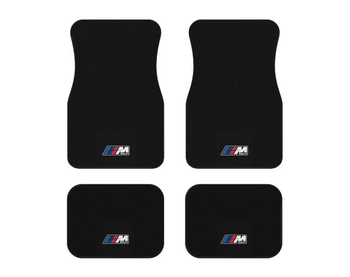 BMW M Logo Inspired Car Mats | Set of 4, Black Carpet Floor Mats