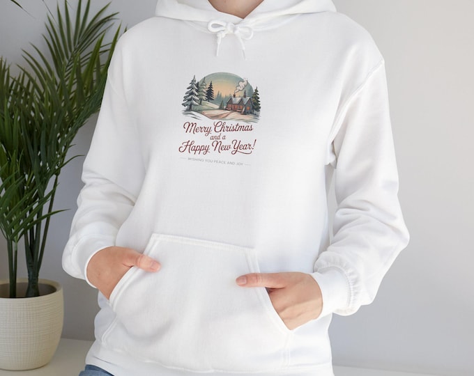 Vintage Christmas Postcard Hoodie | retro holiday card design, sepia holiday