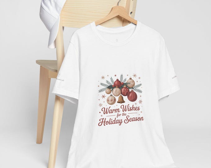 Warm Wishes Holiday Season Tee | Vintage Christmas Postcard, Retro Holiday Card Design