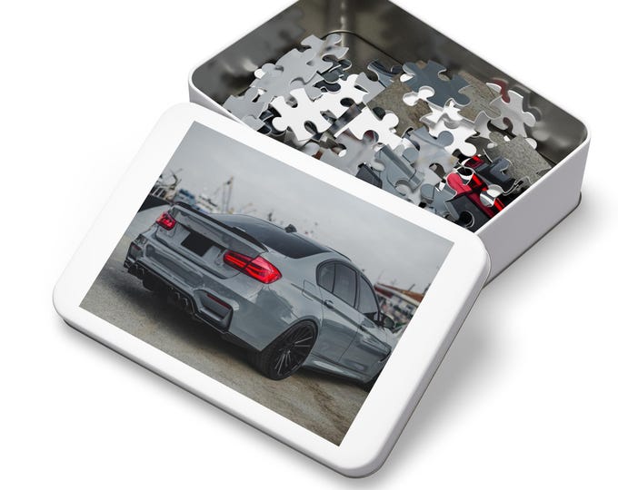 Silver Sports Sedan Photo Jigsaw Puzzle with Tin | Car Puzzle, Automotive Poster