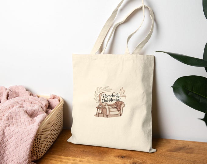 Homebody Holiday Club Tote | introvert holiday, cozy hygge graphic
