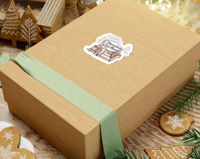 Homebody Club Member Sticker | Introvert Holiday, Cozy Hygge Graphic