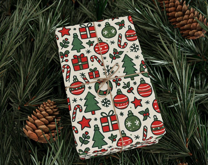 Christmas Ornaments Wrapping Papers | Holiday Icons Pattern
