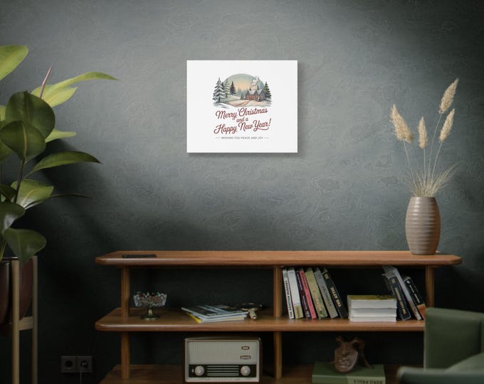 Vintage Christmas Postcard Canvas | Retro Holiday Card Design, Sepia Holiday