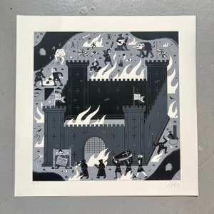Grey Britain Square Screen Print