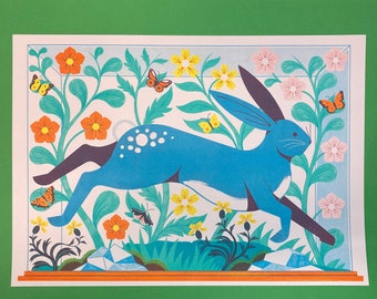 Taxidermy Hare A3 Risograph Print