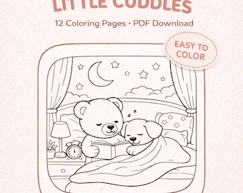 Páginas para colorear de pequeños abrazos / PDF imprimible / Esquemas fáciles para niños y adultos